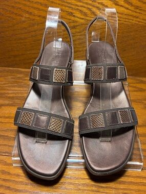 Munro Reptile Leather Slingback Sandals Brown & Bronze Size 9.5